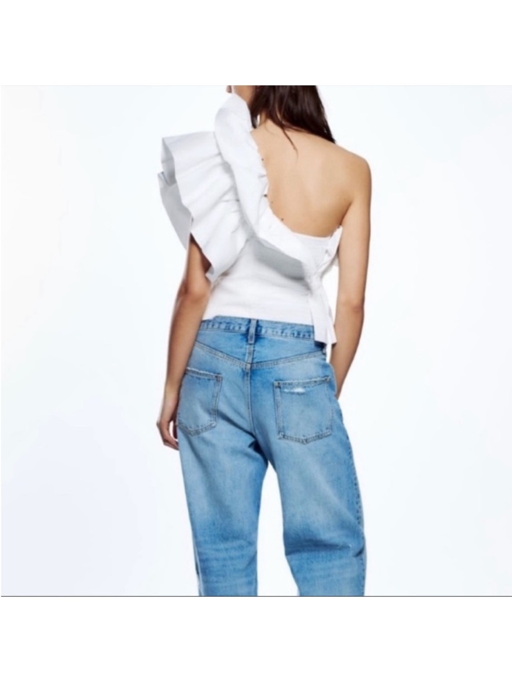 Zara Ruffled One-Shoulder Top, Medium - Picture 3 of 10